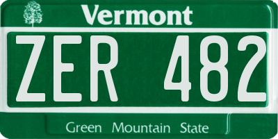 VT license plate ZER482