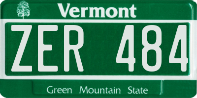 VT license plate ZER484