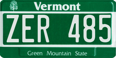 VT license plate ZER485