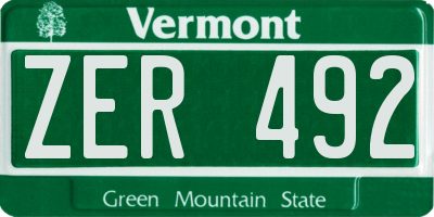 VT license plate ZER492