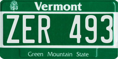 VT license plate ZER493