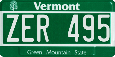 VT license plate ZER495