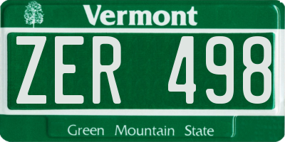 VT license plate ZER498