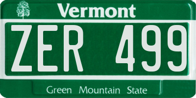 VT license plate ZER499