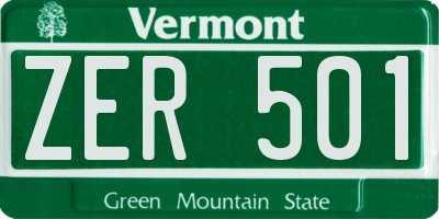 VT license plate ZER501