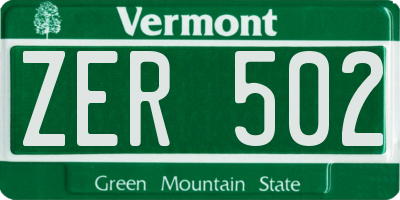 VT license plate ZER502