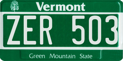 VT license plate ZER503