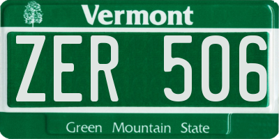 VT license plate ZER506