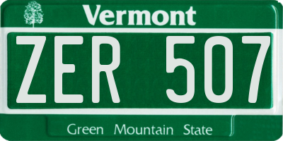 VT license plate ZER507