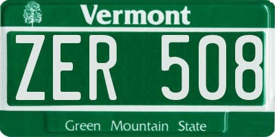 VT license plate ZER508