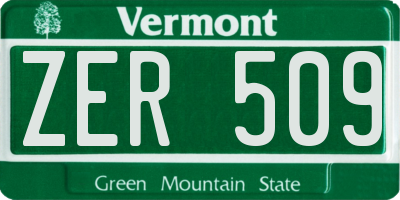VT license plate ZER509