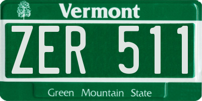 VT license plate ZER511