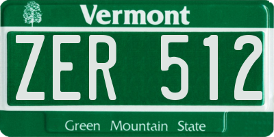 VT license plate ZER512