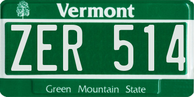 VT license plate ZER514