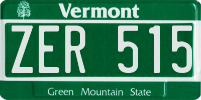 VT license plate ZER515