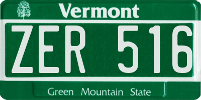 VT license plate ZER516