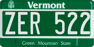 VT license plate ZER522