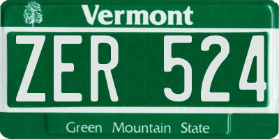 VT license plate ZER524
