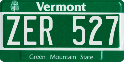 VT license plate ZER527
