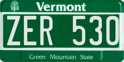VT license plate ZER530