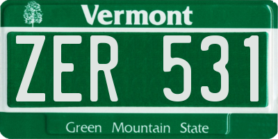 VT license plate ZER531