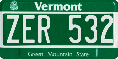 VT license plate ZER532