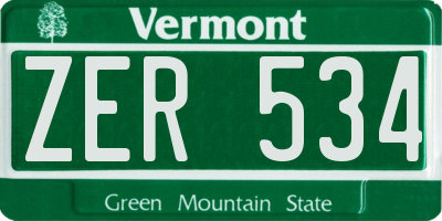VT license plate ZER534