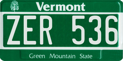 VT license plate ZER536