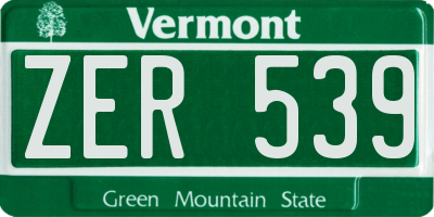 VT license plate ZER539