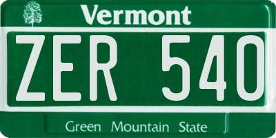 VT license plate ZER540