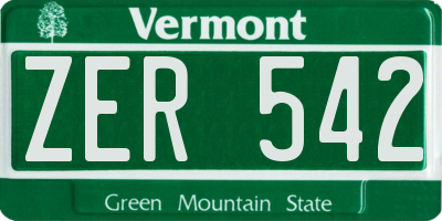 VT license plate ZER542