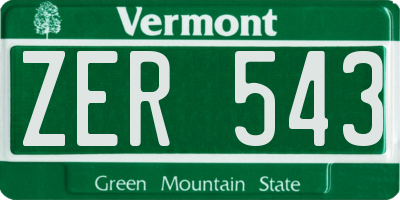VT license plate ZER543