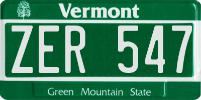 VT license plate ZER547
