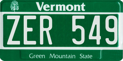 VT license plate ZER549