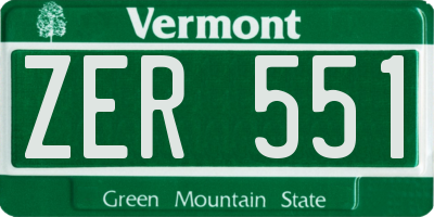VT license plate ZER551