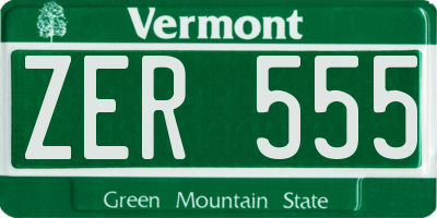 VT license plate ZER555