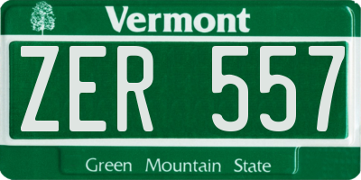 VT license plate ZER557