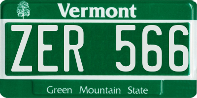 VT license plate ZER566