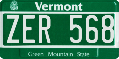 VT license plate ZER568