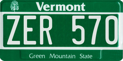 VT license plate ZER570