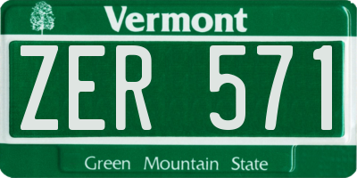 VT license plate ZER571