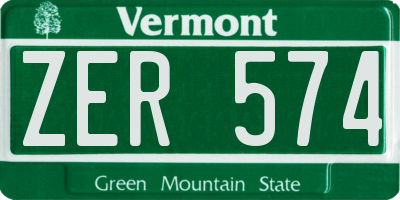 VT license plate ZER574