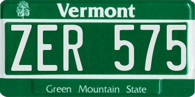 VT license plate ZER575