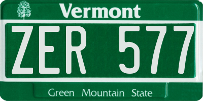VT license plate ZER577