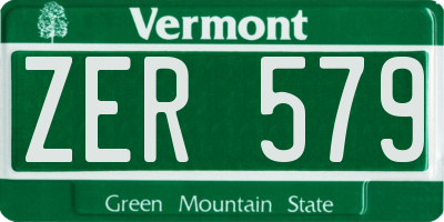 VT license plate ZER579