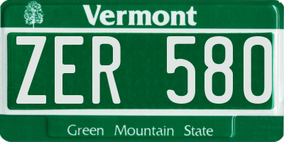 VT license plate ZER580