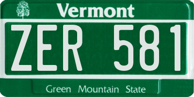 VT license plate ZER581