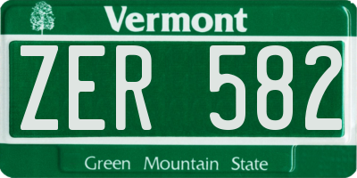 VT license plate ZER582