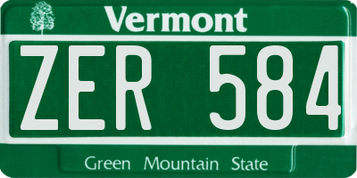 VT license plate ZER584
