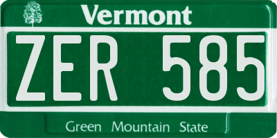 VT license plate ZER585